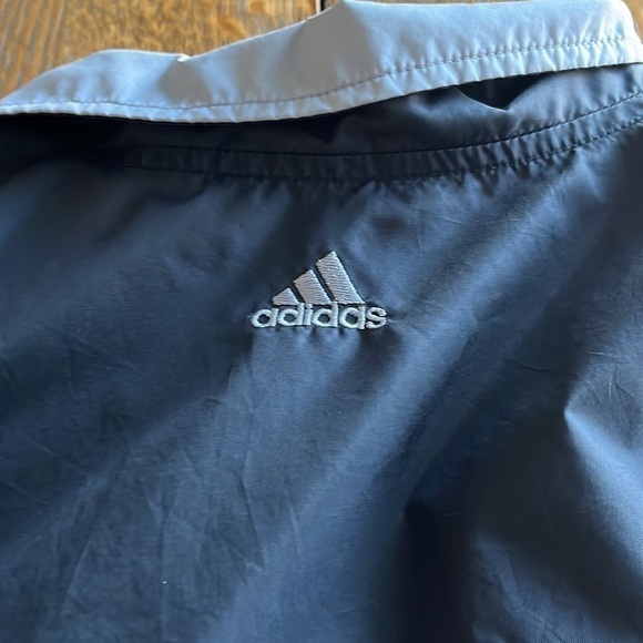Adidas men’s nylon zip up windbreaker size medium pockets black with gray band - Picture 14 of 16